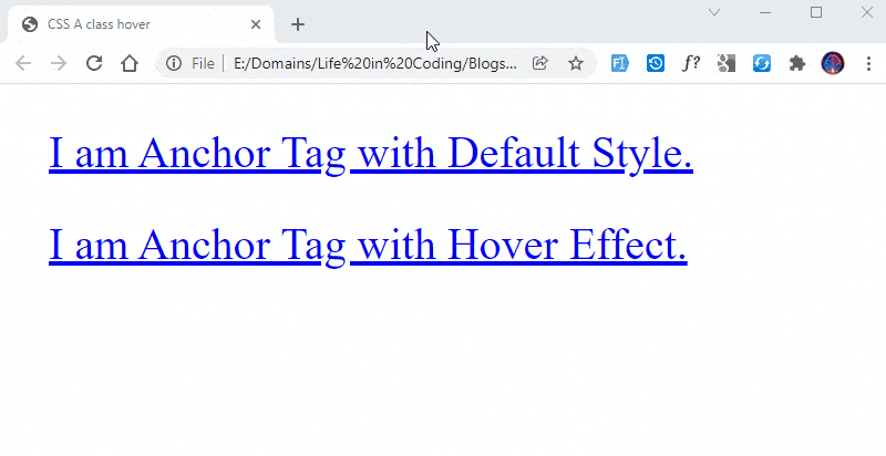 css a class hover