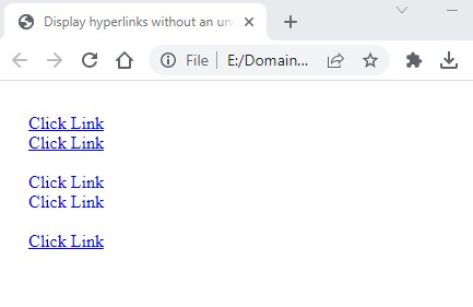 Display hyperlinks without an underline using classes