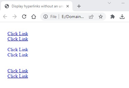 Display hyperlinks without an underline for section