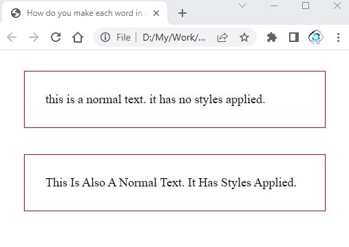 How do you make each word in a text start with a capital letter with CSS