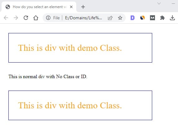 How do you select an element with Classes