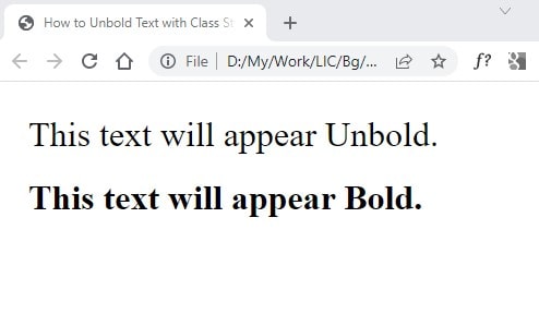 Unbold Text with Class