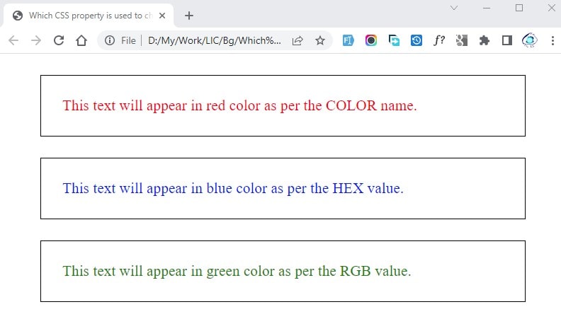 CSS property to change the text color